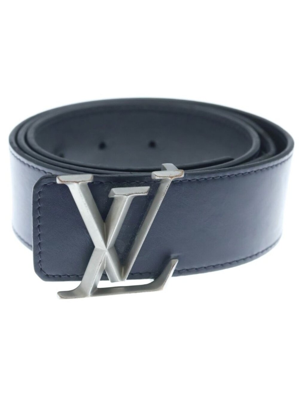Louis Vuitton Ceinture Monogram Buckle Leather Belt Navy
